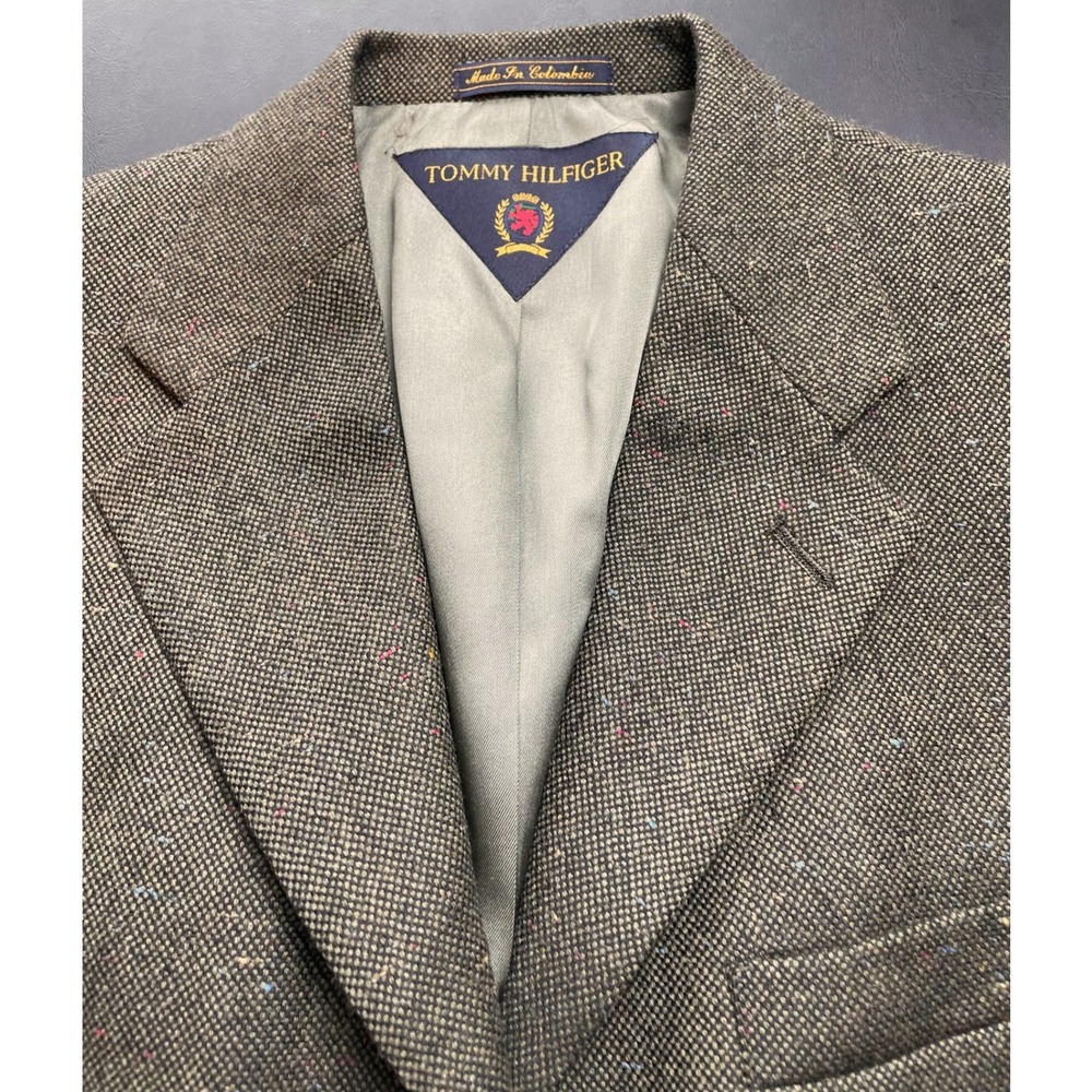 Tommy Hilfiger 38S Green Multi Specs Worsted wool Tweed 3 button Blazer - Picture 6 of 9